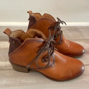 Pikolinos Zaragoza Brown Tan Leather Ankle Lace Up Tie Boot Size 36/US 5.5-6